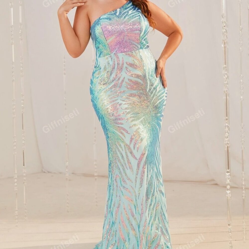 One Shoulder Sequins Dress